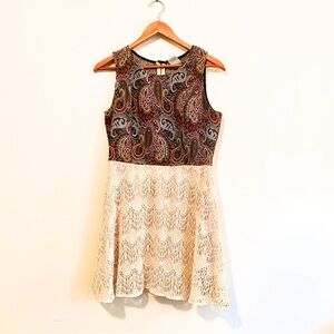 Flying Tomato Mixed Media Dress with Lace Size Large